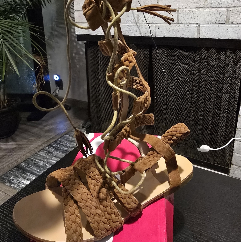 Ashley Stewart Braided Tan Sandals